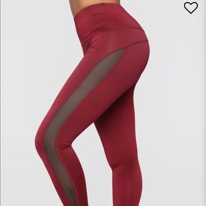 Maroon Leggings W/ Mesh Detail